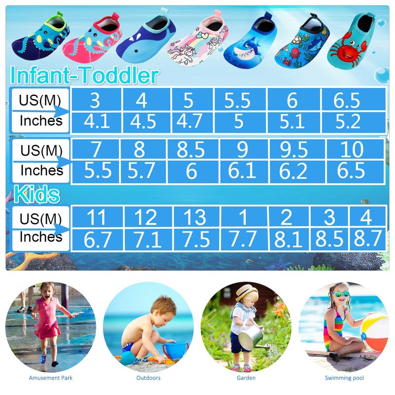 Bigib Toddler Kids Swim Water Shoes Quick Dry Non-Slip Water Skin Barefoot Sports Shoes Aqua Socks for Boys Girls Toddler, Blue Whale, 3 Infant - Image 2